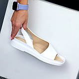 Стильні білі жіночі шкіряні босоніжки натуральна шкіра низький хід взуття жіноче, фото 2