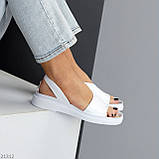 Стильні білі жіночі шкіряні босоніжки натуральна шкіра низький хід взуття жіноче, фото 9