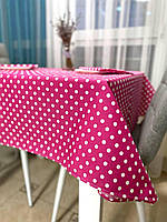 Стильна скатертина із захистом від плям на кухонний стіл, скатертини водовідштовхувальні в рожевий горошок