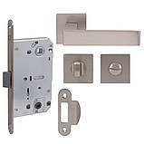 Комплект Comit Kubic А WC (ручка+накладка+механізм) брашірованний матовий нікель блістер, фото 2