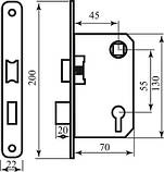 Комплект (ручка на планці 0528 + замок 968-45 + циліндр 65мм +3 кл) пол.латунь, фото 4