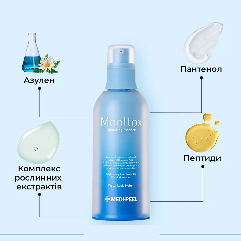 Киснева аква-есенція для інтенсивного зволоження Medi Peel Aqua Mooltox Sparkling Essence, 100 мл