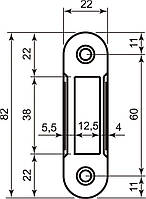 AGB Art. B014029612 ответная планка Polaris Easy-Fix 1,2мм ант латунь