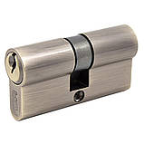 Циліндр дверний RDA 30/30мм англійський ключ 60мм 3 ключа латунь антична, фото 3