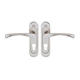 Ручка на планці Bravo 50мм нікель/мат нікель + замок 1250/40 нікель англ. 68мм 3кл, фото 4