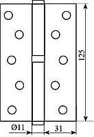 Завеса 125*3*2,5 (1 подшип, сталь) мат. ант латунь левая Fuxia