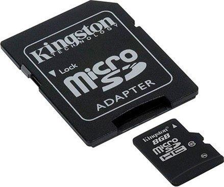 Карта памяти micro KINGSTON 8GB 10 class (c адаптером) - фото 2 - id-p2196416250
