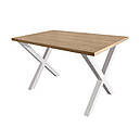 Стіл обідній з металу (80х80) і ДСП Тайм 750/1200/750 Метал-Дизайн Білий оксамит, фото 2