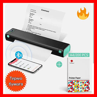 Портативний міні принтер Phomemo М08F + термопапір 200 аркушів