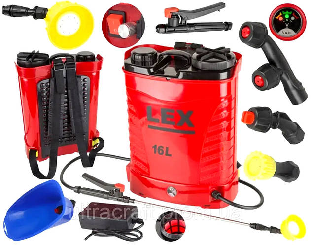 Электрический опрыскиватель для сада LEX (16л/ 12В / 15Ач), Распылитель ...