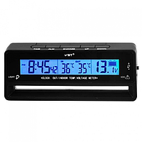 Автомобільний годинник з термометром і вольтметром VST-7010V Синє підсвічування sl