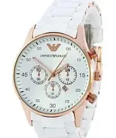 Наручные кварцевые женские часы с браслетом Armani белые, сталь/каучук, женские часы