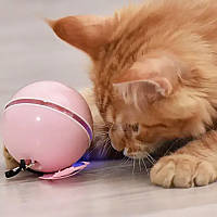 Умная игрушка-тизер интерактивный шарик для кошек DT411 светодиодная с USB Pink sl
