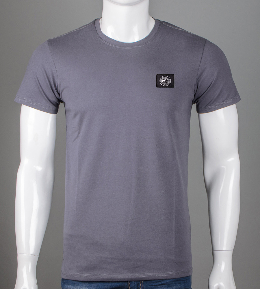 Футболка чоловіча Stone Island 2409м Нашивка (Уп.4шт M-XXL), Сірий