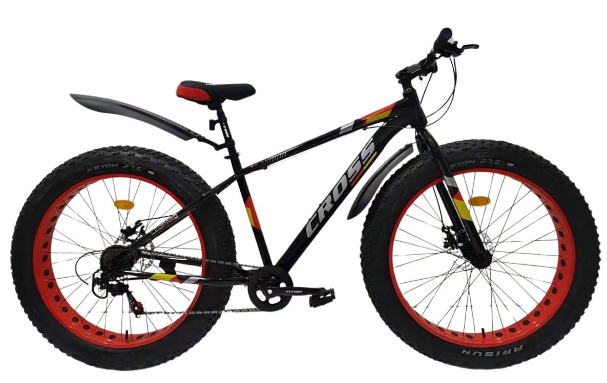 Велосипед 27,5*4,5" Leopard 2024 Рама-18" black-red
