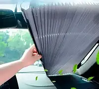 УЦЕНКА! Шторка солнцезащитная светоотражающая на лобовое стекло в авто 145x70 см (Плохая упаковка 648)