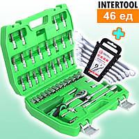 Инструментальный набор 46ед (1/4) + набор ключей 6шт, Инструменты для ремонта авто, DGT