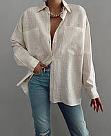 Рубашка женская летняя лен жатка 42-44; 46-50 (5цв) "POSMITNUY" недорого от прямого поставщика