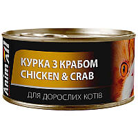 AnimAll с курицей и крабом влажный корм для взрослых кошек 85 г