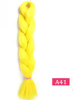 Канекалон желтый однотонный А 41 длина 60 см, вес 100 грамм