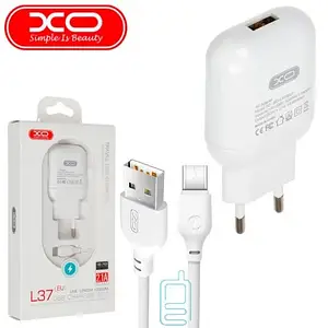 Мережевий зарядний пристрій для телефона XO L37 White (1USB 2.1A Type-C )