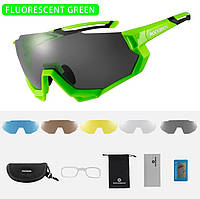 Солнцезащитные очки ROCKBROS 10133 зеленые.5 линз/стекол поляризация UV400 велоочки.тактические.store