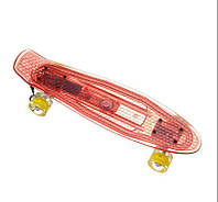 Скейтборд пеніборд з LED-підсвіткою дошки та коліс PU Penny Board прозорий різних кольорів