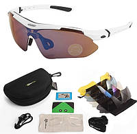 Захисні тактичні сонцезахисні спортивні окуляри з поляризацією RockBros білі .5 комплектів лінз.store