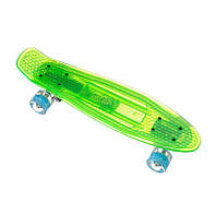 Пенниборд прозрачный Скейтборд разных цветов PU Penny Board с LED подсветкой доски и колес