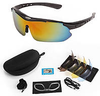 Сонцезахисні окуляри тактичні Oakley black з поляризацією 5 лінз One siz+.store