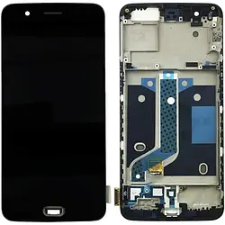 Дисплей для OnePlus 5 (A5000) OLED модуль (екран та сенсор) з рамкою, оригінал, Чорний