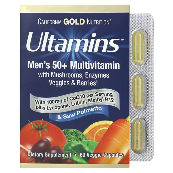 Термін 12/2024 Вітаміни для чоловіків 50+ Ultamins 60 капс California Gold Nutrition США