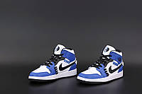 Жіночі кросівки Nike Air Jordan 1 Retro High, шкіра, білий, синій, чорний, В'єтнам