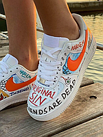 Кроссовки в стиле Air Force 1 Low Pauly x Vlone Pop кожа разрисованные Найк Еір Форс 1 Лов Паулі х Влон Поп