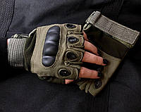 Тактичні рукавиці олива / Тактичні рукавиці без пальців / Рукавиці військові для ЗСУ