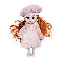 Дитяча лялька у береті C14 шарнірна, 15 см (Рожевий) un