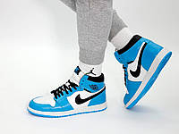 Жіночі кросівки Nike Air Jordan 1 Retro, синій, білий, В'єтнам