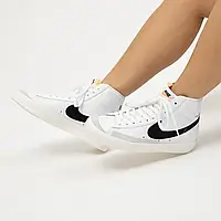 Женские кроссовки Nike Blazer Mid, белый, серый, черный, Вьетнам Найк Блазер Мід білі з сірим з чорним