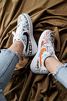 Кроссовки в стиле Air Force 1 Low Pauly x Vlone Pop кожа разрисованные Найк Еір Форс 1 Лов Паулі х Влон Поп