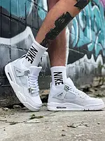 Мужские кроссовки Nike Air Jordan 4 Retro, кожа, белый, Вьетнам Найк Еір Джордан 4 ретро білі