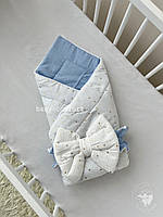 Муслиновый плед-конверт Baby Comfort хлопок 100% голубой+бант un