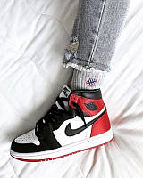 Женские кроссовки Nike Air Jordan 1 Retro High, кожа, красный, белый, черный, Китай 37