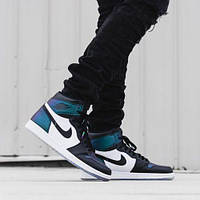 Чоловічі кросівки Nike Air Jordan 1 Retro High, шкіра, синій, чорний, білий, В'єтнам 42