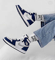 Жіночі кросівки Nike Air Jordan 1 Retro High, шкіра, синій, білий, В'єтнам 37
