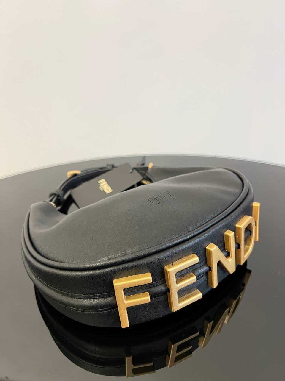 Жіноча сумка Fendi Hobo Хобо чорна через плече молодіжна брендова сумка Fendi, Модні жіночі сумки