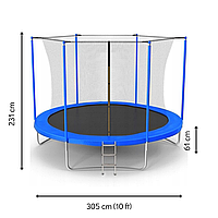 Батут Jumi Motion Sport Line 10ft (305см) с внутренней сеткой синий i