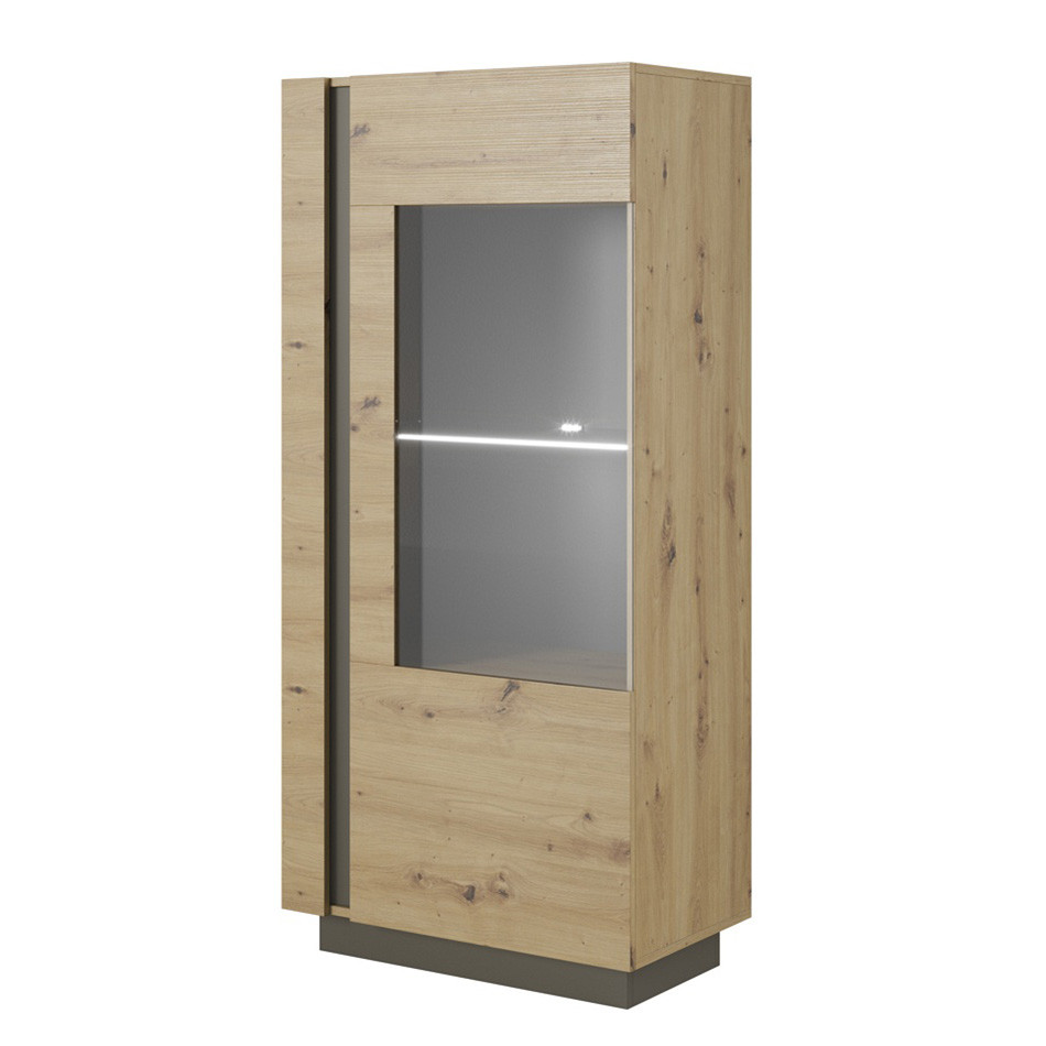 Вітрина низька у вітальню з ЛДСП 1D1W/72 Arco (Marco) Perfect Home Графіт/Дуб артизан, фото 1