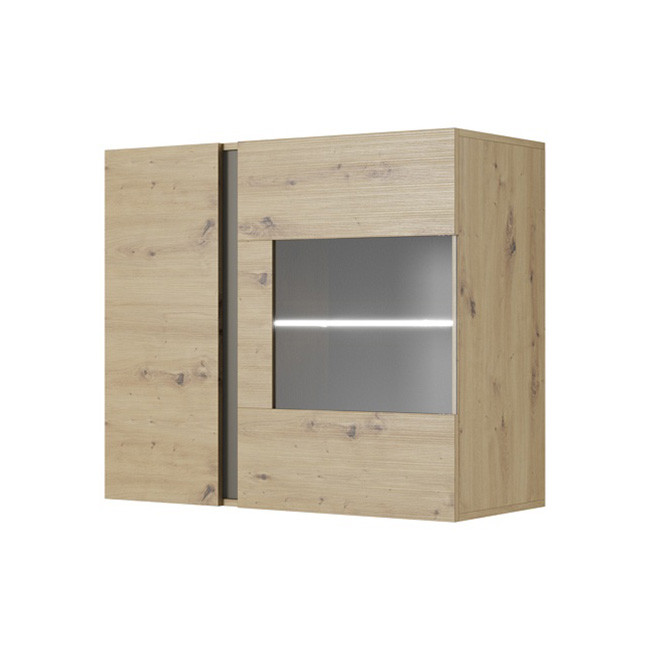 Вітрина навісна у вітальню з ЛДСП 2D1W/96 Arco (Marco) Perfect Home Графіт/Дуб артизан, фото 1