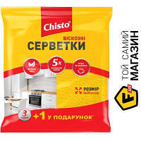 Сухая салфетка универсальная Chisto Салфетки вискозные вискозная 3+ 1 шт. 340x350mm 4 шт./уп. / желтый -