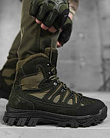 Тактические берцы олива кожа кордура, мужские военные демисезонные ботинки берцы дышащие зсу, армейская обувь